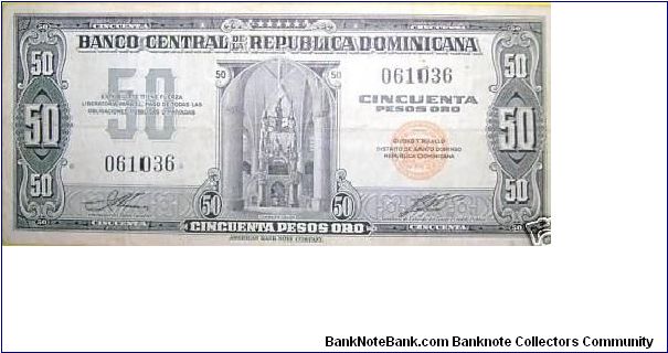 50 Pesos Banco Central ==> Emision: 1ra ==> Printer: ABNC ===> Signatures: Lic Jesús María Troncoso and Lic. Víctor Garrido ==> by: clubnumismatico.com Banknote