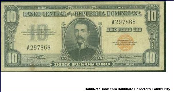 10 Pesos Banco Central ==> Emision: 1ra ==> Printer: ABNC  ===> Signatures: Lic Jesús María Troncoso and Lic. José A. Castellanos    ==> Denominations: 1952 (10, 20, 1, 5, 10) ==> by: clubnumismatico.com Banknote