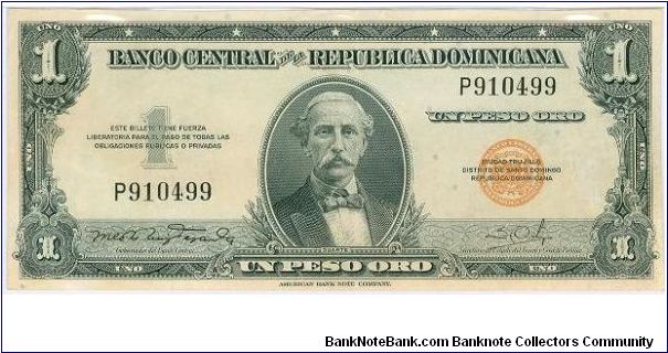 1 Peso Banco Central ==> Emision: 1ra ==> Printer: ABNC  ===> Signatures: Lic. Ml. Ramón Ruiz Tejada  and Lic. Salvador Ortiz   ==> Denominations: 1952 (10, 20, 1, 5, 10) ==> by: clubnumismatico.com Banknote