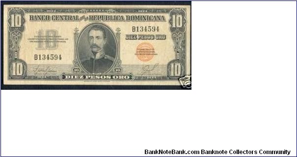 10 Pesos Banco Central ==> Emision: 1ra ==> Printer: ABNC  ===> Signatures: Lic. Milton Messina  and Lic. Virgilio Álvarez Sánchez   ==> Denominations: 1956 (5, 10, 20) ==> by: clubnumismatico.com Banknote