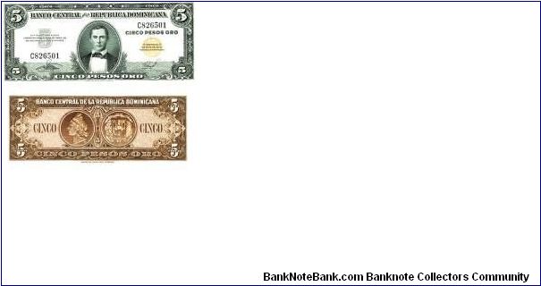 5 Pesos Banco Central ==> Emision: 1ra ==> Printer: ABNC  ===> Signatures: Lic. Arturo Despradel Lic. and Virgilio Álvarez Sánchez  ==> Denominations: 1957 (1, 5, 10, 20, 100, 1000) ==> by: clubnumismatico.com Banknote