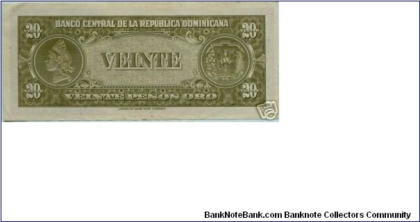 Banknote from Dominican Republic year 1962