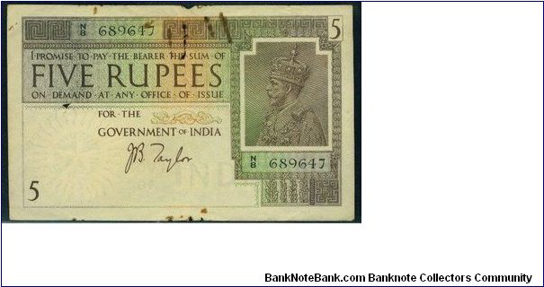 Banknote from India year 1922