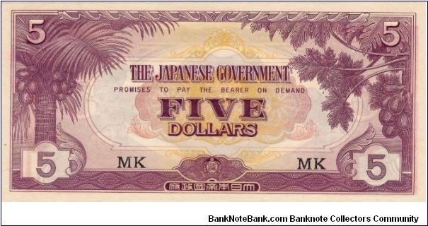 JIM Note: Malaya 5 Dollars Banknote
