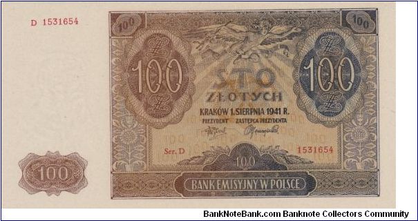 100 Zlotych Ser.D 1531654 Banknote