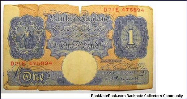 One Pound, Not to good of a condition Banknote