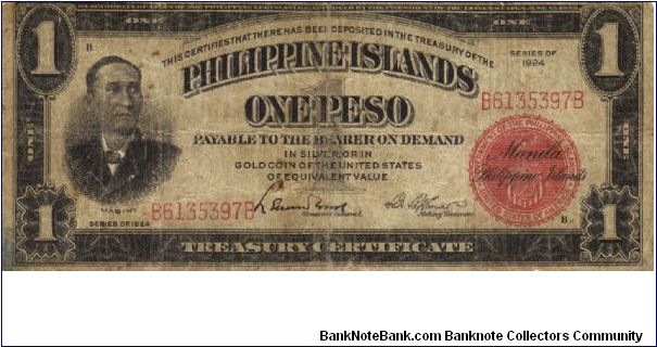 PI-68b RARE Philippine Islands 1 Peso note. Banknote