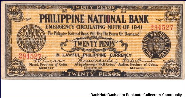 Emergency & Guerrilla Currency

Cebu: 20 Pesos (Official Emergency note issue) Banknote