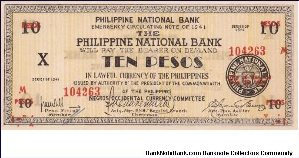 Emergency & Guerrilla Currency

Negros Occidental: 10 Pesos (2nd Emergency Note issue) Banknote