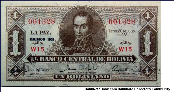 1 Boliviano Banknote