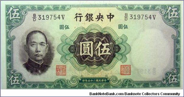 5 Yuan National Currency Banknote