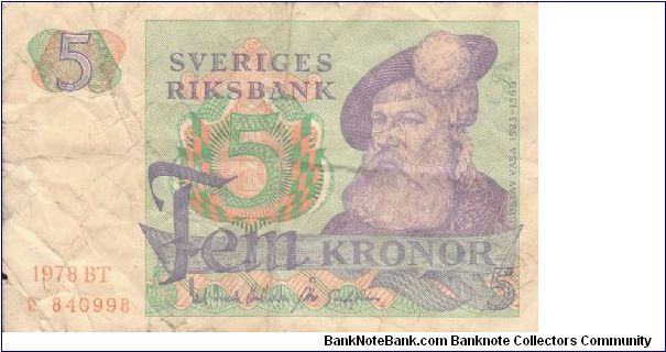 Sweden 5 kronor 1978 (1) Banknote