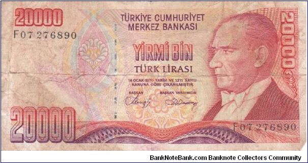 Turkey 20 000 lire 1970 (1) Banknote