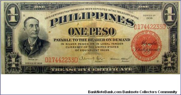 1 Peso VICTORY note Banknote