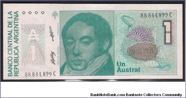 1985-1989 ARGENTINA NOTE 1 AUSTRAL 
BERNARDINO RIVADAVIA

Interesting Serial number 
 88 844 899 Banknote