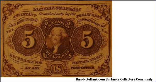 Postage Currency
First Issue
5 Cents Banknote
