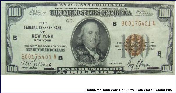 100 U.S. Dollars
National Currency
New York, New York Banknote