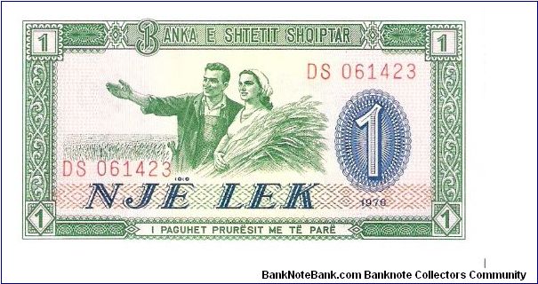 1 lek; 1976 Banknote