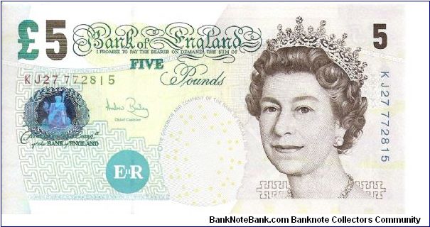 Bank of England, 5 pounds; 2002 Banknote