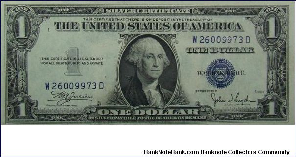 $1 Silver Certificate
Julian/Snyder Banknote