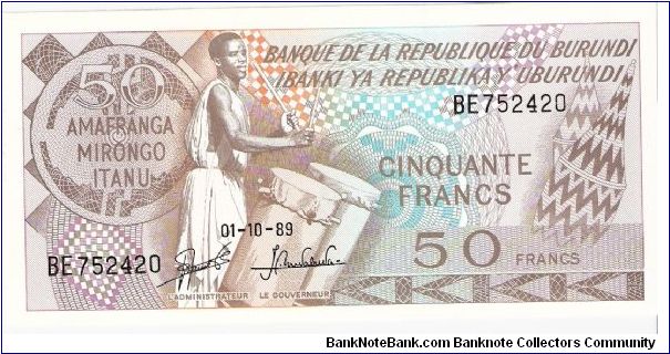 50 francs; October 1, 1989 Banknote