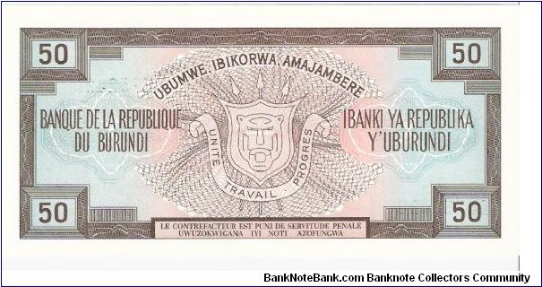 Banknote from Burundi year 1989