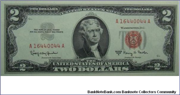 1963A $2 United States Note
Granahan/Fowler Banknote