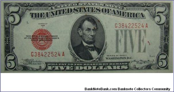 1928C $5 United States Note
Julian/Morganthau Banknote