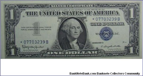 1957B $1 Silver Certificate
Granahan/Dillon 
Star Note Banknote