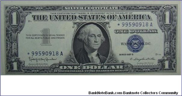 1957B $1 Silver Certificate
Granahan/Dillon
Star Note Banknote