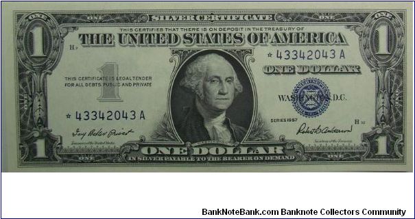 1957 $1 Silver Certificate
Priest/Anderson
Star Note Banknote