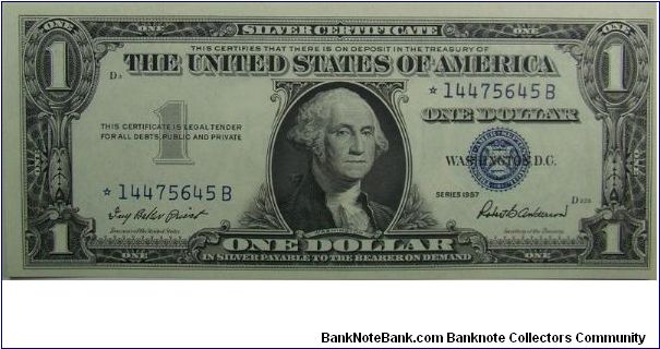 1957 $1 Silver Certificate
Priest/Anderson
Star Note Banknote