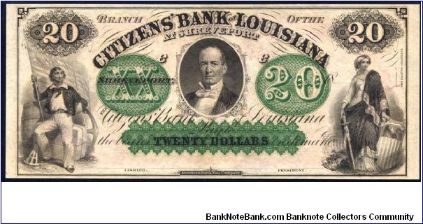 Citizens Bank, Louisiana, Shreveport $20.00 PMG Superb Gem UNC 68 EPQ Finest Banknote