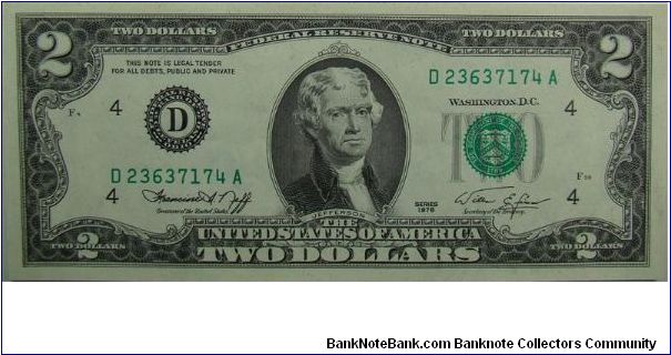 1976 United States Federal Reserve Note Banknote