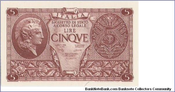 5 Lire 'Luogotenenza' Banknote