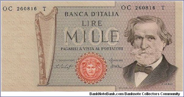 1000 Lire 'G.Verdi', type 2 Banknote