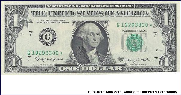 1963A $1 Federal Reserve Star Note Banknote