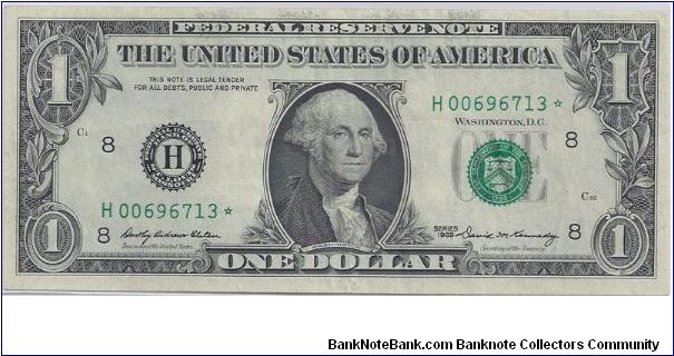 1969 $1 Federal Reserve Star Note Banknote