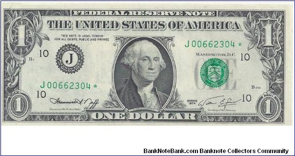 1974 $1 Federal Reserve Star Note Banknote