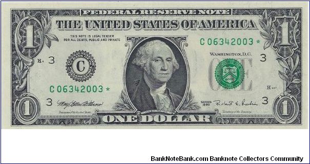 1995 $1 Federal Reserve Star Note Banknote