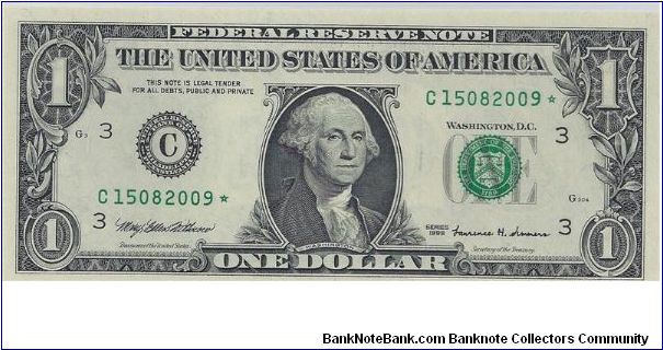 1999 $1 Federal Reserve Star Note Banknote