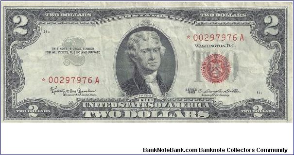 1963 $2 Federal Reserve Star Note Banknote