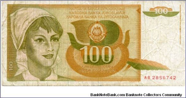 Socialist Federal Republic of Yugoslavia
100d
Farm girl Banknote