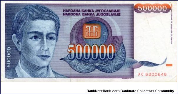 Federal Republic of Yugoslavia
500000d  
Young man
Mountains Banknote