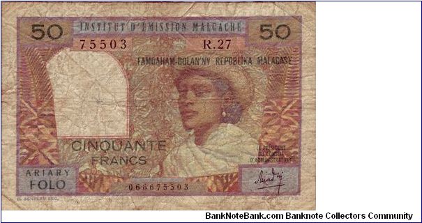 Banknote from Madagascar year 1969