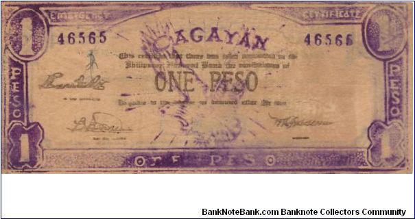 S-187 Cagayan 1 Peso note. Banknote