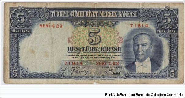 Pick 127 5-Turkish Liras Banknote