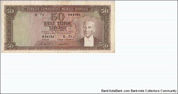 P187a 50 TL Banknote
