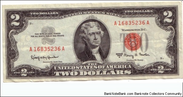 2 dollar, RED seal Banknote