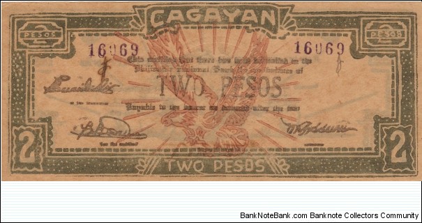 S-190 Cagayan 2 Pesos note. Banknote